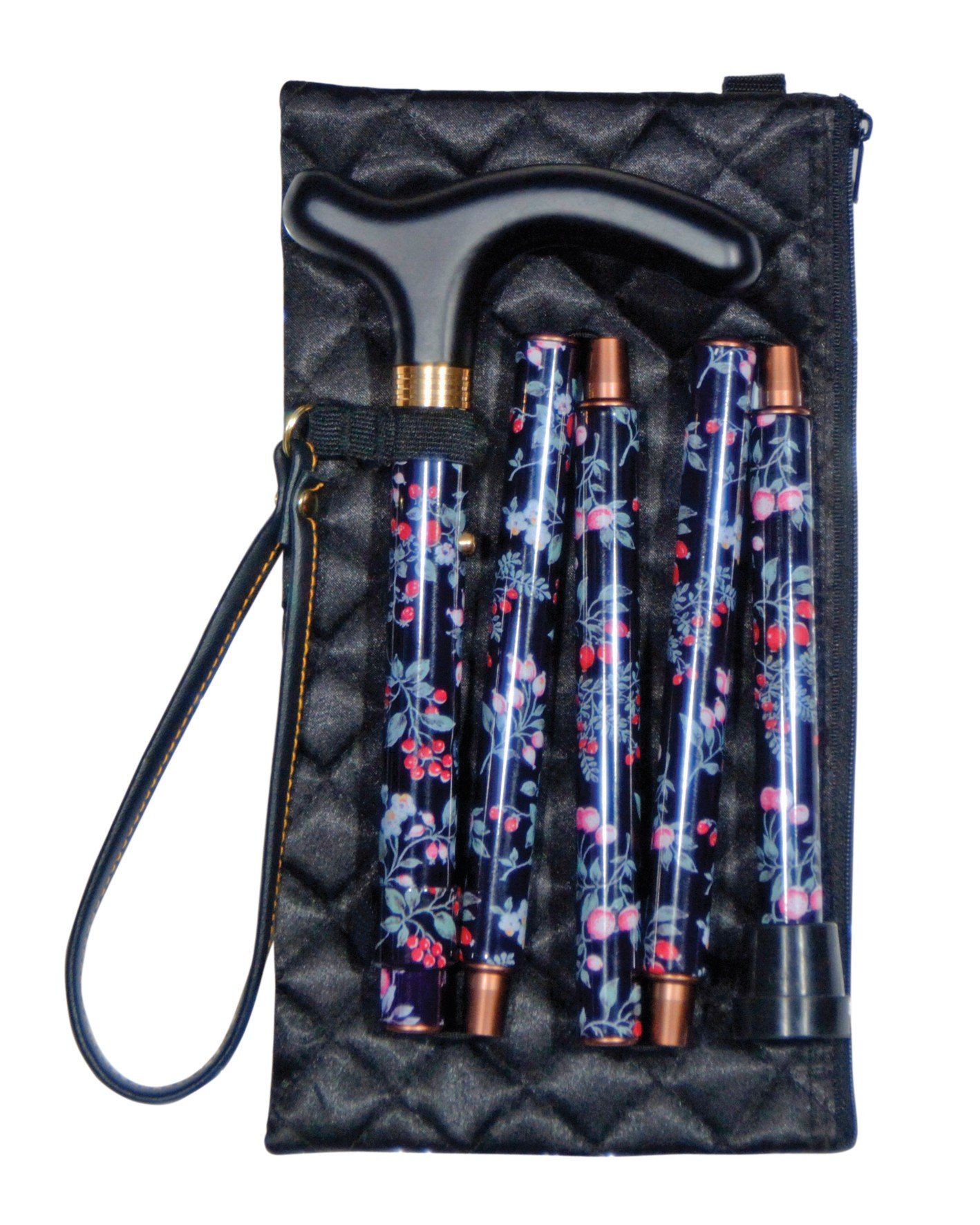 Folding Floral Walking Stick And Bag