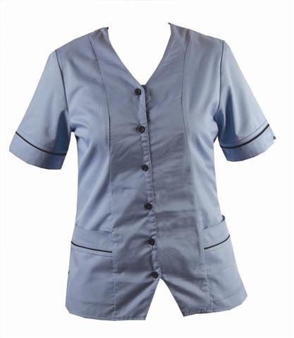 Homecare Sky Blue Tunic with V-Neck & Navy Trim