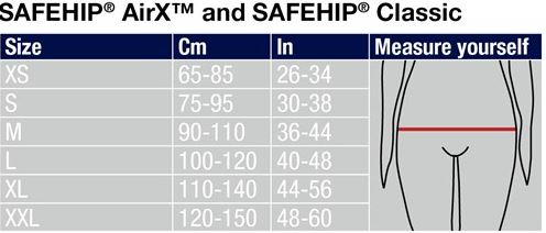 Safehip Size Chart